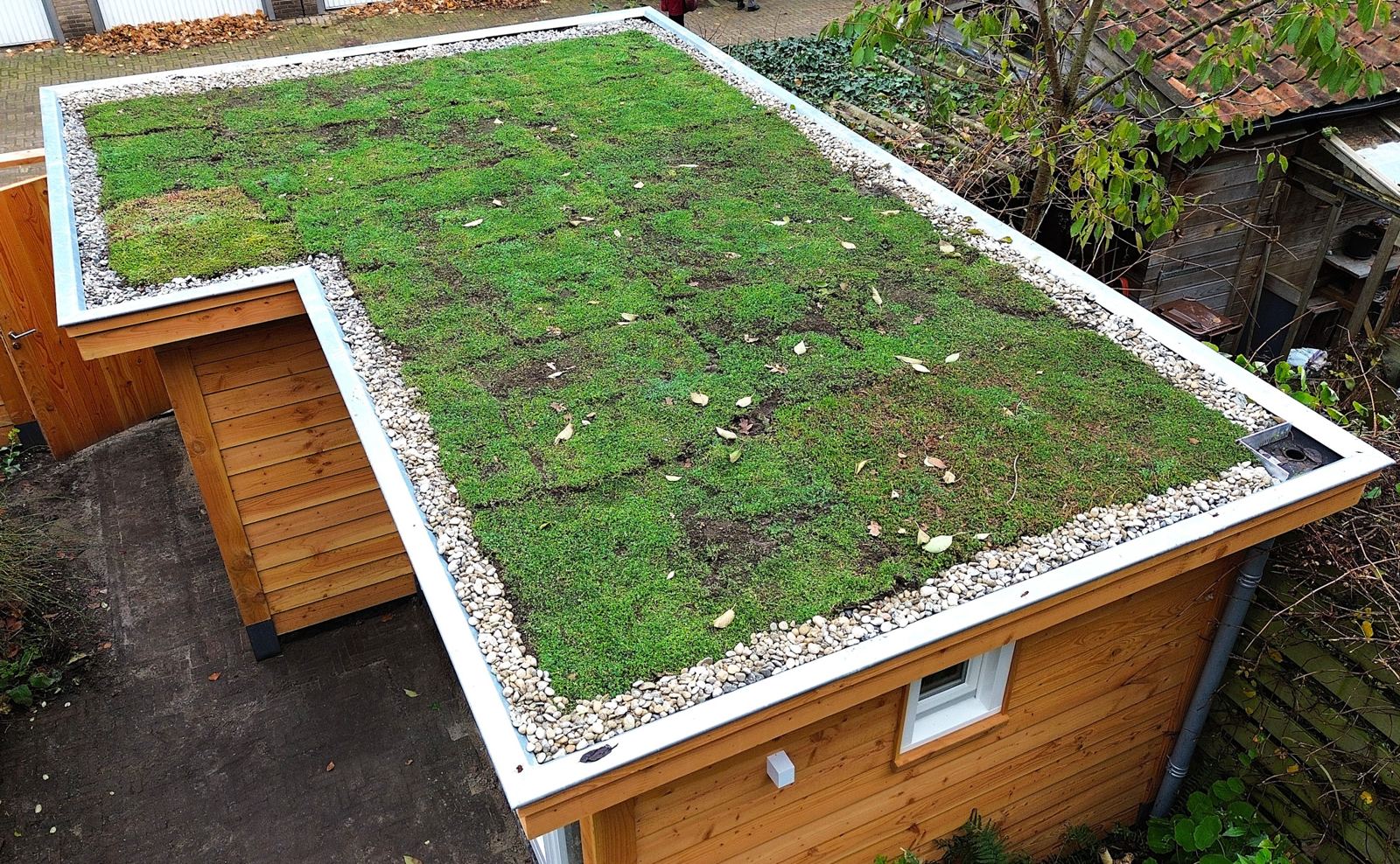 Dak en groendak van tuinkamer